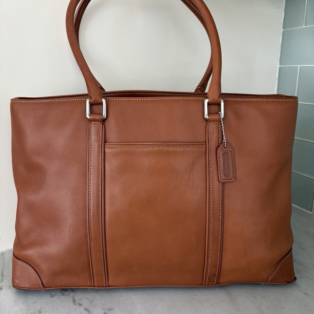 Vintage Coach Hamptons Large Tote Bag Saddle Glovetanned Leather Satchel 7515